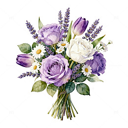 紫色花卉插画素材