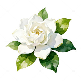 水彩白玫瑰花插画设计元素