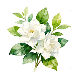 水彩栀子花插画设计素材