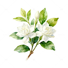 水彩花卉栀子花手绘插画