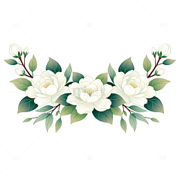 水彩风格白色花卉装饰图案