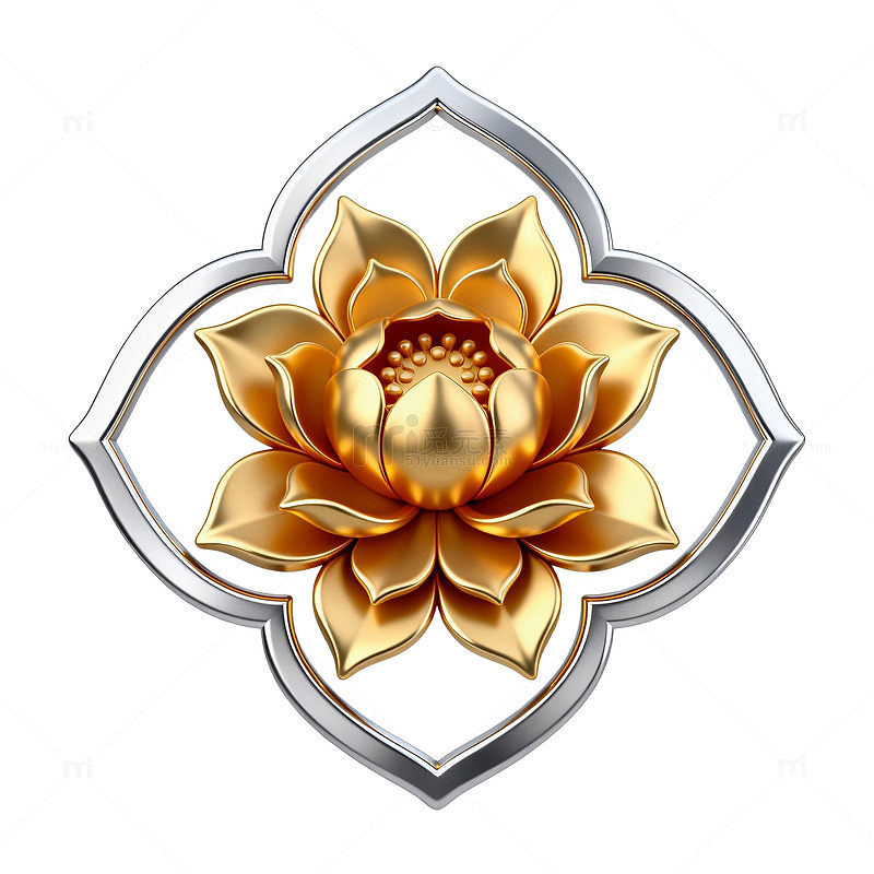 金属莲花装饰图案设计元素