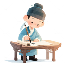 古风书法学习卡通插画手绘