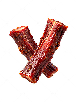 香辣牛肉干拼成字母X