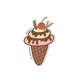 冰激凌手绘插画甜点元素
