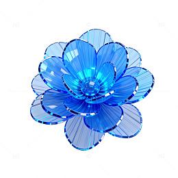 蓝色玻璃花装饰物