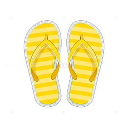 透明底黄色条纹拖鞋插画
