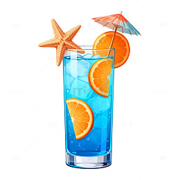 清凉夏日鸡尾酒插画素材