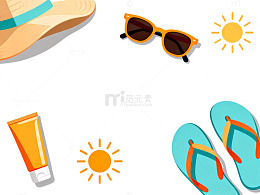 夏日度假海滩元素插画