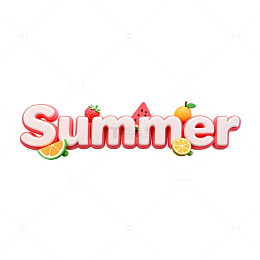 水果风夏日主题艺术字设计