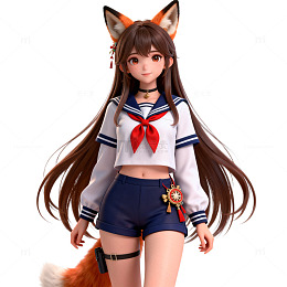 动漫风校服少女角色设计