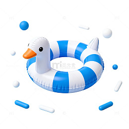 蓝白鸭游泳圈创意