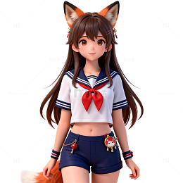 动漫风校服少女插画素材