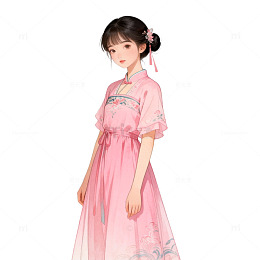 古风少女与海贝插画设计