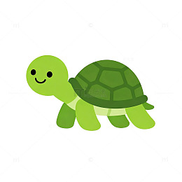 卡通绿壳小乌龟矢量图