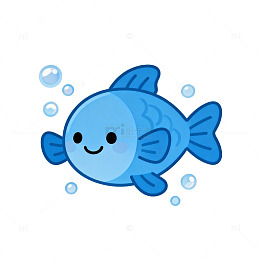 卡通小鱼插画设计素材