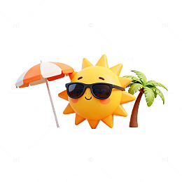卡通夏日海滩元素组合