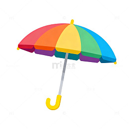彩虹色雨伞卡通图案