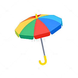彩虹色卡通雨伞插画