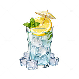 清凉夏日饮品插画