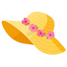 卡通风格夏日遮阳帽设计元素