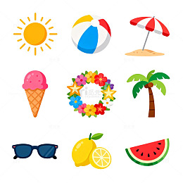 夏日度假元素插画设计素材