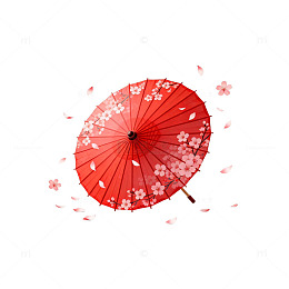 和风樱花伞插画