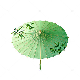 绿色竹叶纸伞装饰画