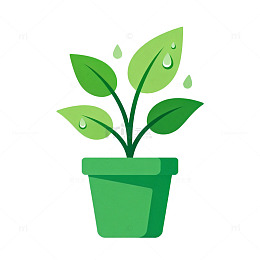 简约绿色植物盆栽插画