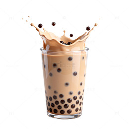 奶茶珍珠飞溅饮品图