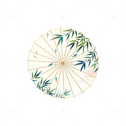 淡雅竹叶纸伞插画