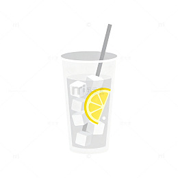 透明杯柠檬冰块饮料插画