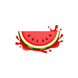 西瓜片果汁飞溅卡通素材