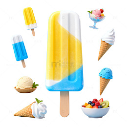 清凉夏日冰淇淋美食