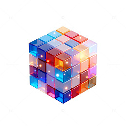 彩色发光魔方数字艺术