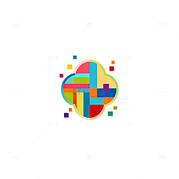 多彩抽象图案创意标志设计