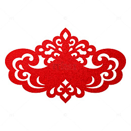 红色传统花纹剪纸艺术