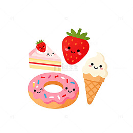 可爱卡通甜品插画设计素材
