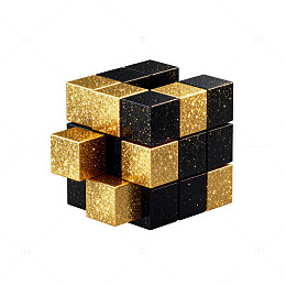 黑金魔方立体图案设计素材
