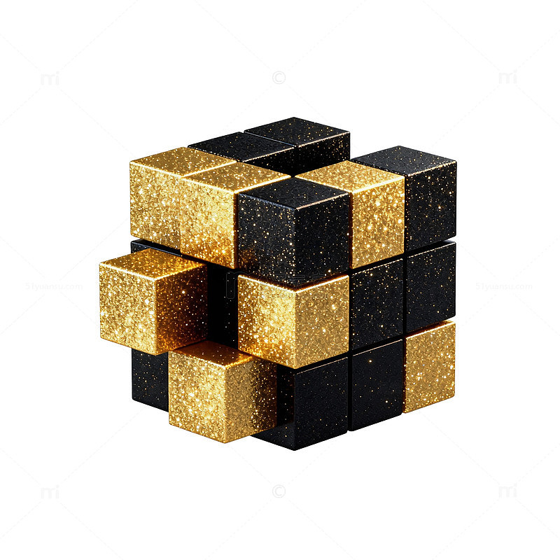 黑金魔方立体图案设计素材