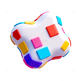 3D彩色方块抽象艺术模型
