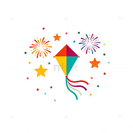 彩旗风筝节日庆祝图案