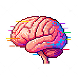 像素风格大脑艺术插画