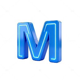 蓝色霓虹字母M科技感设计元素