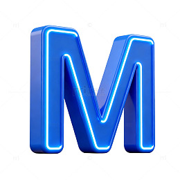 蓝色金属质感字母M设计元素