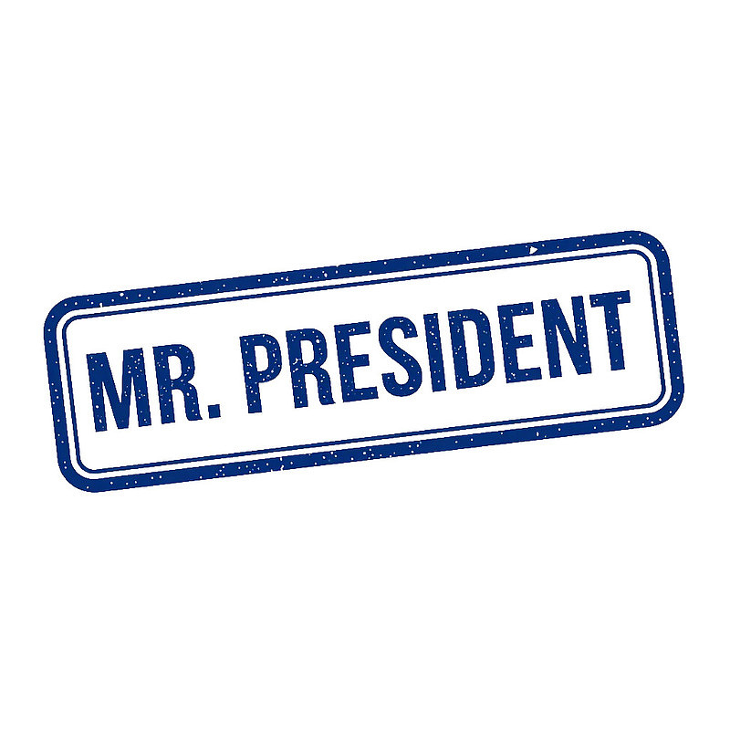 蓝色文字‘MR. PRESIDENT’印章图案