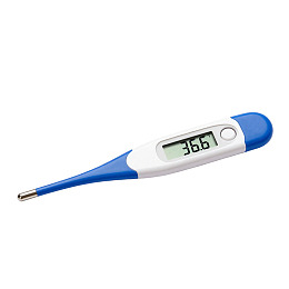 蓝白电子体温计显示36.6度
