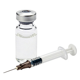 疫苗瓶与注射器特写图片