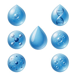 蓝色水滴与分子结构图标集