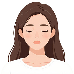 闭眼女性面部特写插画